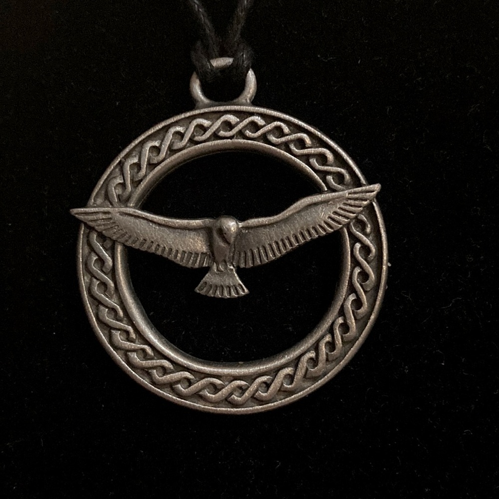 St. David & The Dove 1.5” round pewter pendant